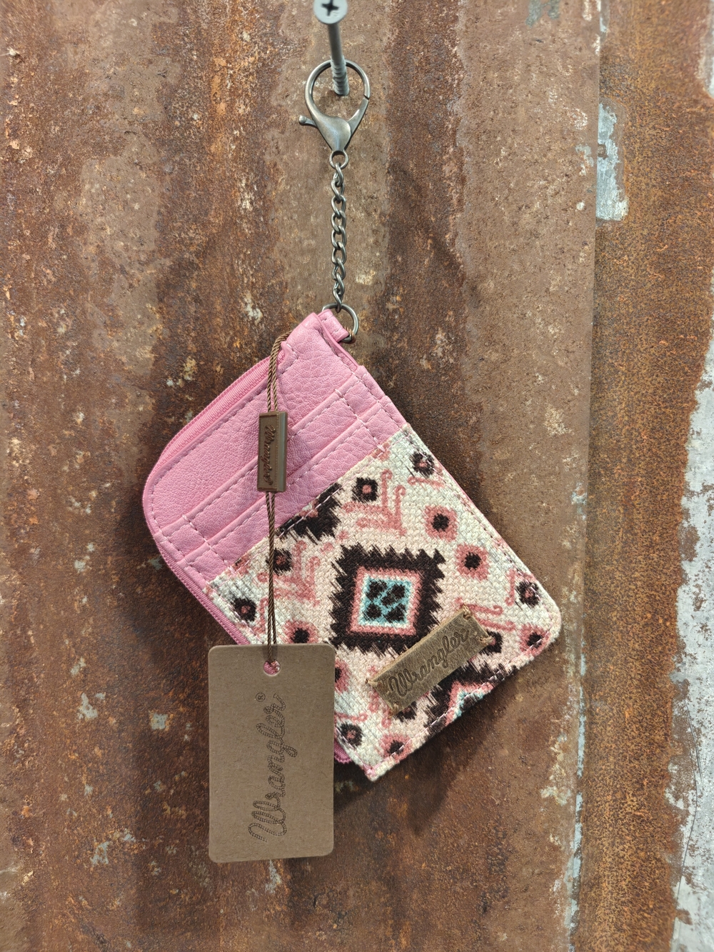 Wrangler Pink Patterned Card Holder with Key Clip